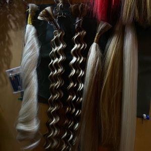 Set of 10 100%premium human hair high-quality bulk DIY ,hair tape , braids&more!